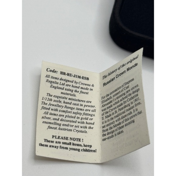 Miniature Crown Jewel Collection Russian Crown Monde Detail Brooch & Earrings - Picture 9 of 10